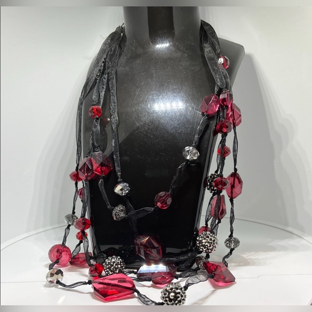 Vintage multi-strand acrylic beaded statement necklace